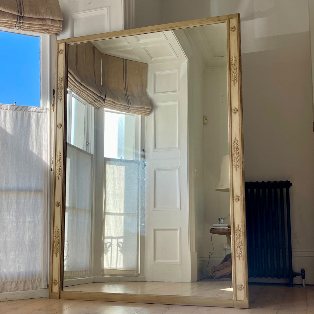 Large antique French painted leaner mirror  View V