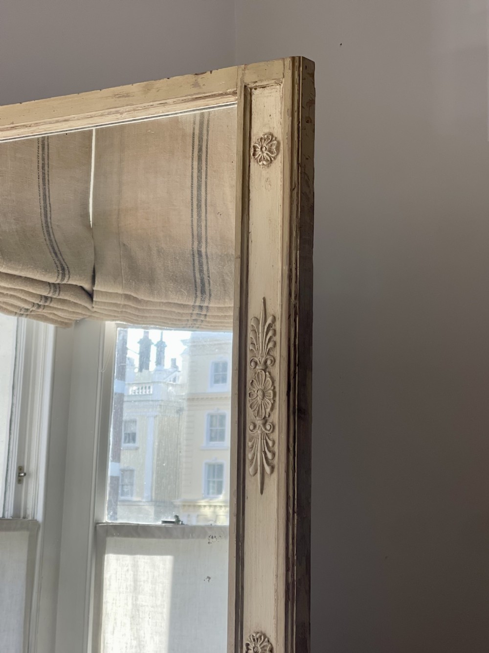 Large antique French painted leaner mirror  View IX