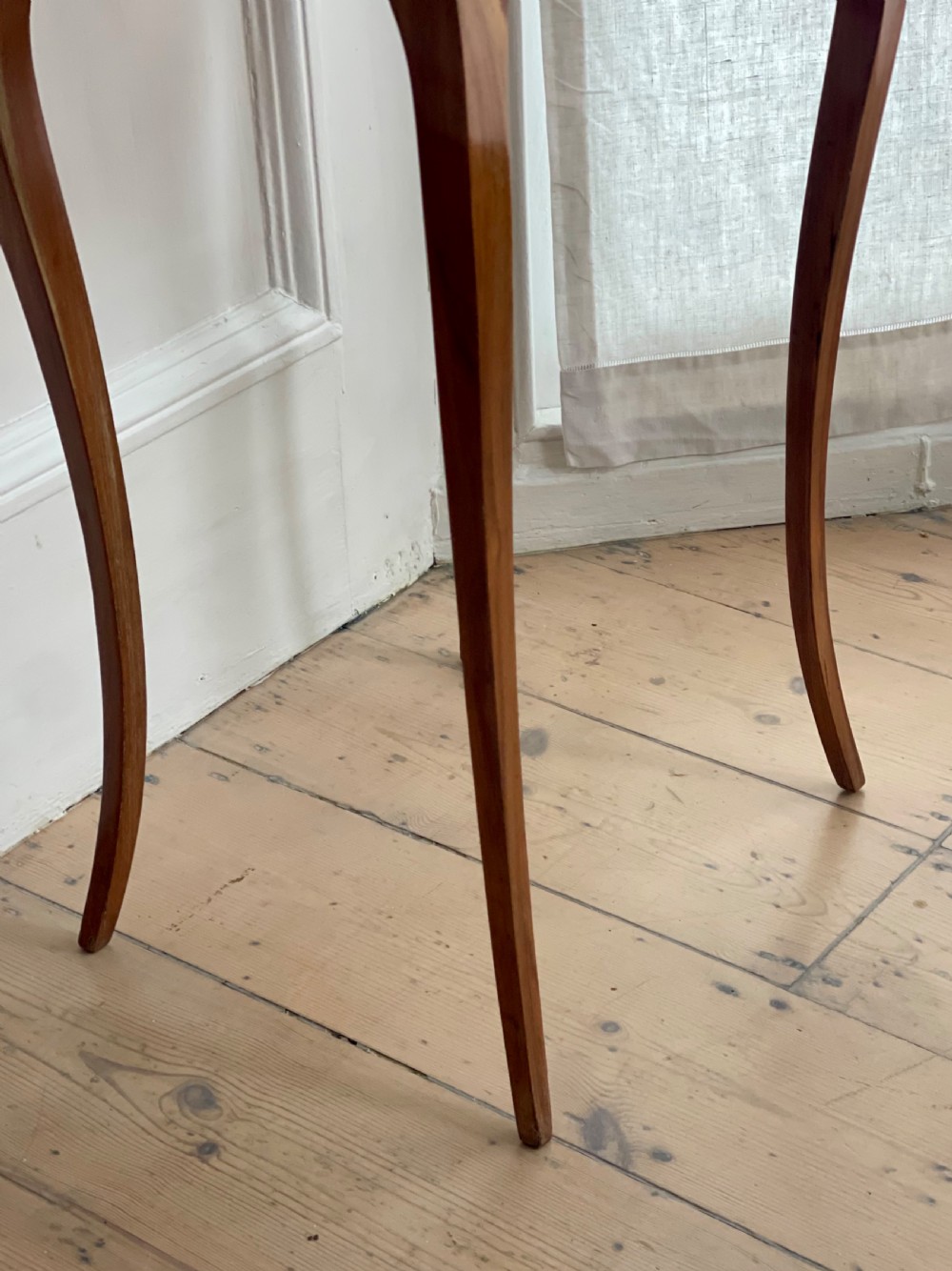 Antique French inlaid occasional table with marble top View X