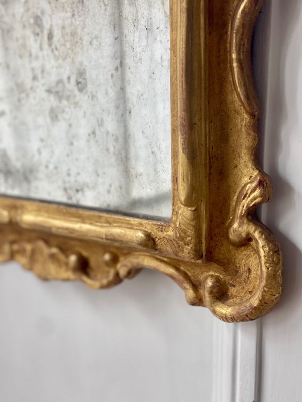 18th century French giltwood mirror - mercury glass View II