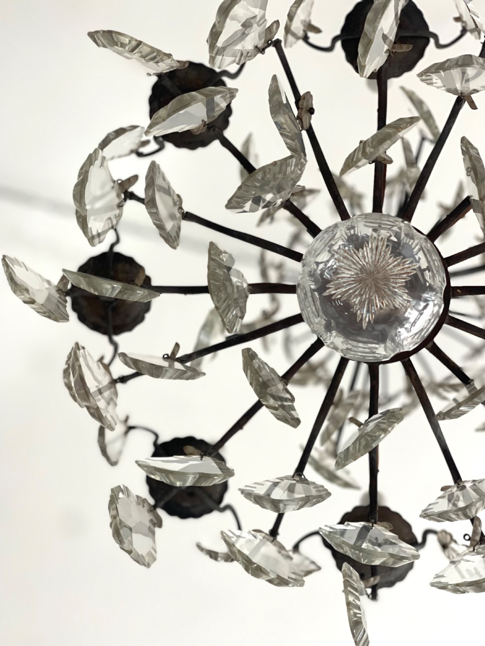 Large antique French crystal chandelier View II