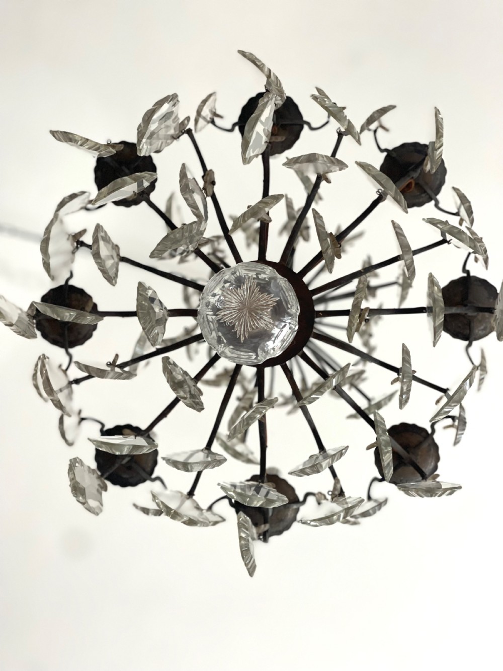 Large antique French crystal chandelier View III