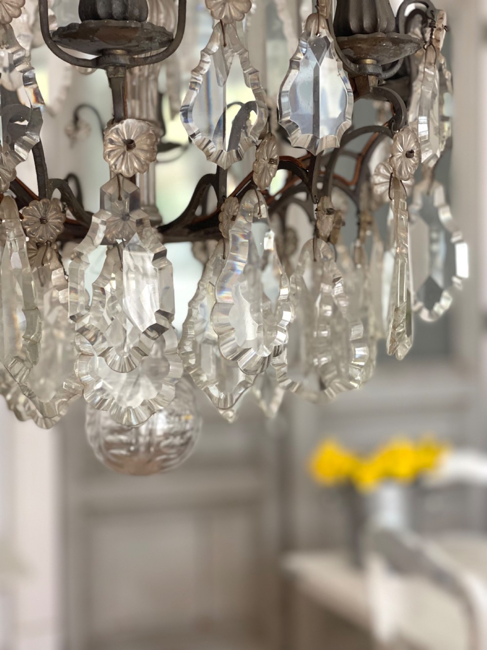 Large antique French crystal chandelier View VI