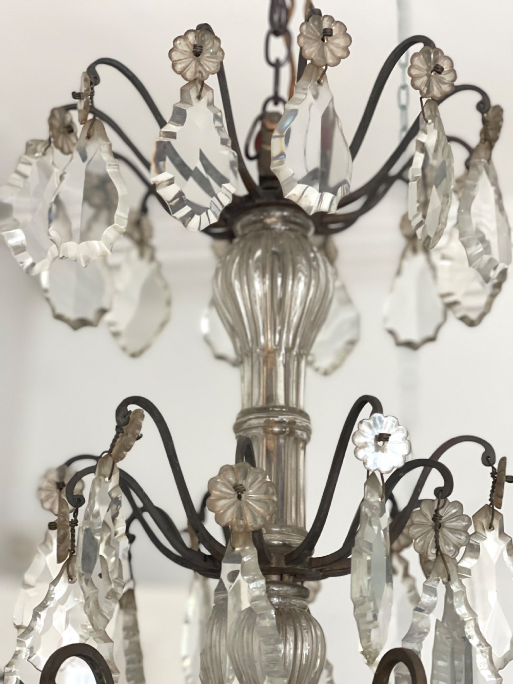Large antique French crystal chandelier View VII