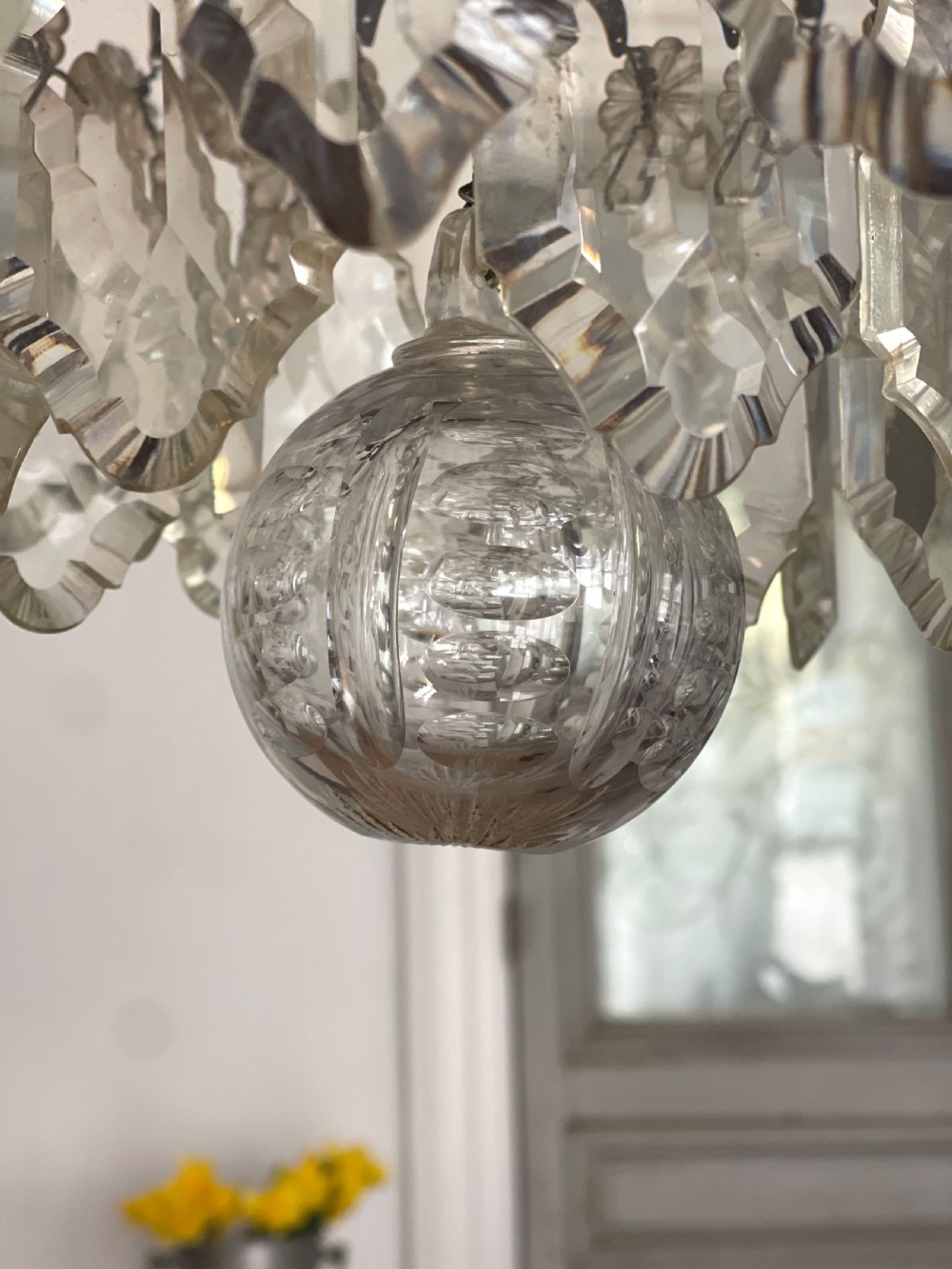 Large antique French crystal chandelier View VIII