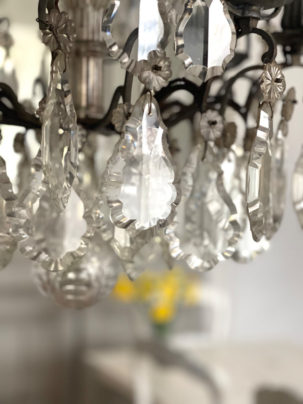 Large antique French crystal chandelier View X