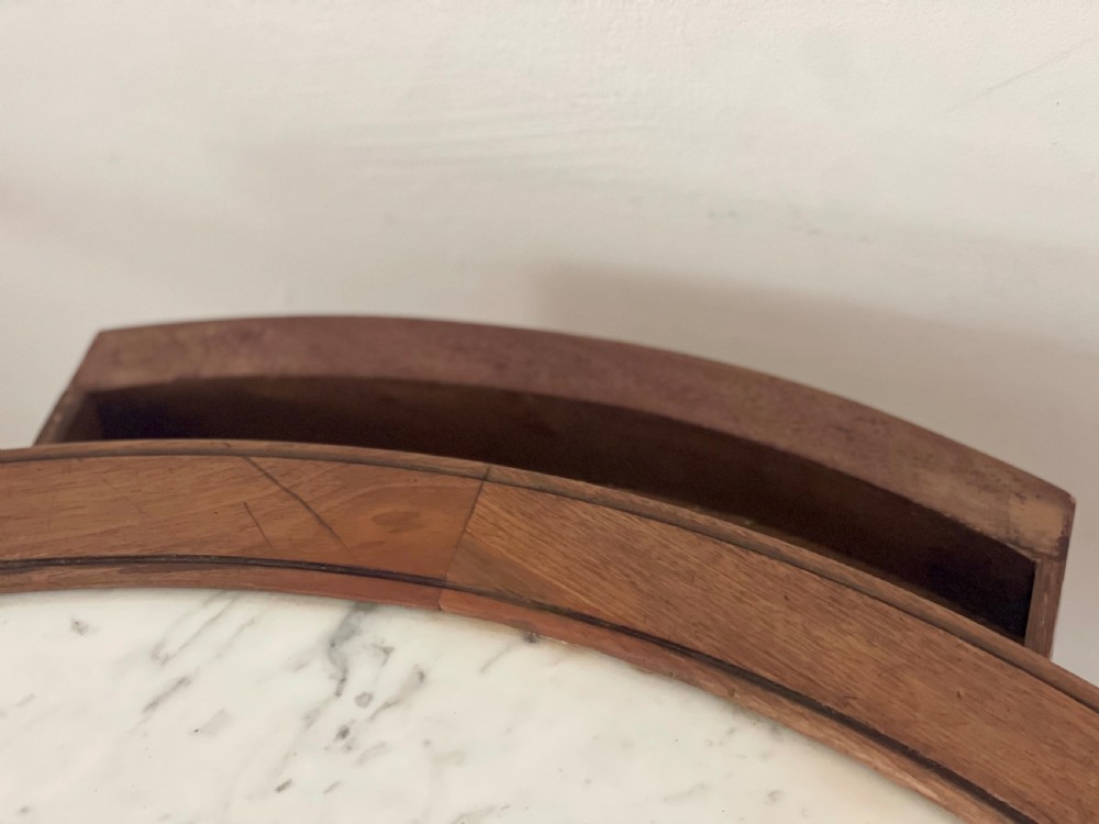 Antique French marble and walnut round table - Château de Forges View V