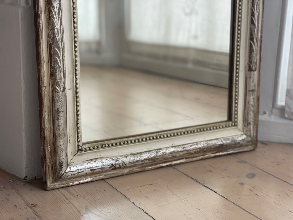 Antique French silver gilt and bare gesso mirror  View IV