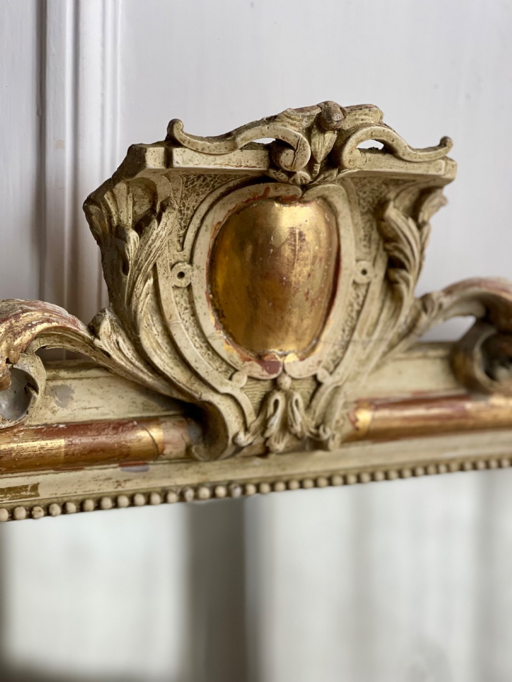 Antique French gilt and bare gesso mirror  View IV