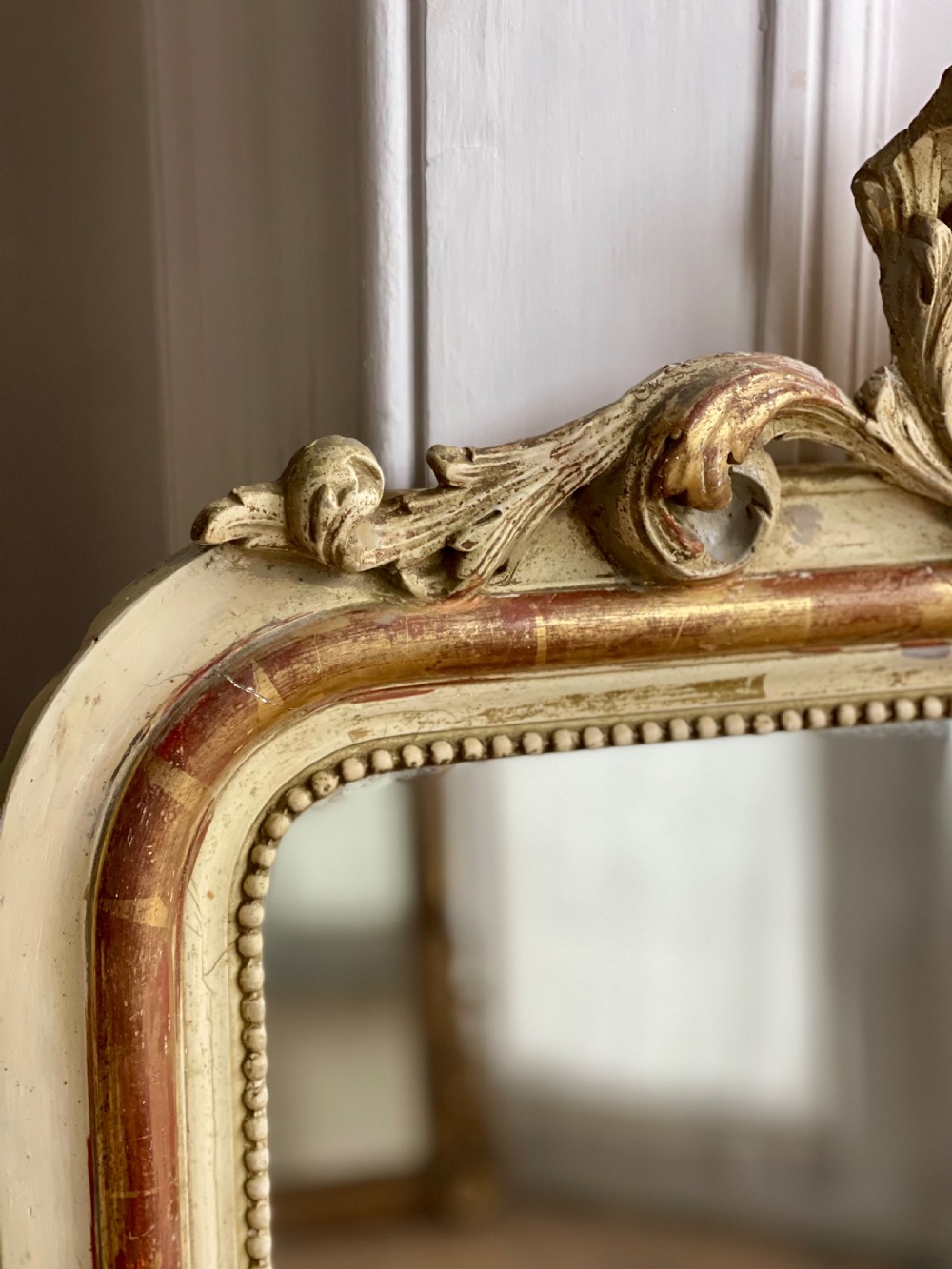 Antique French gilt and bare gesso mirror  View VI