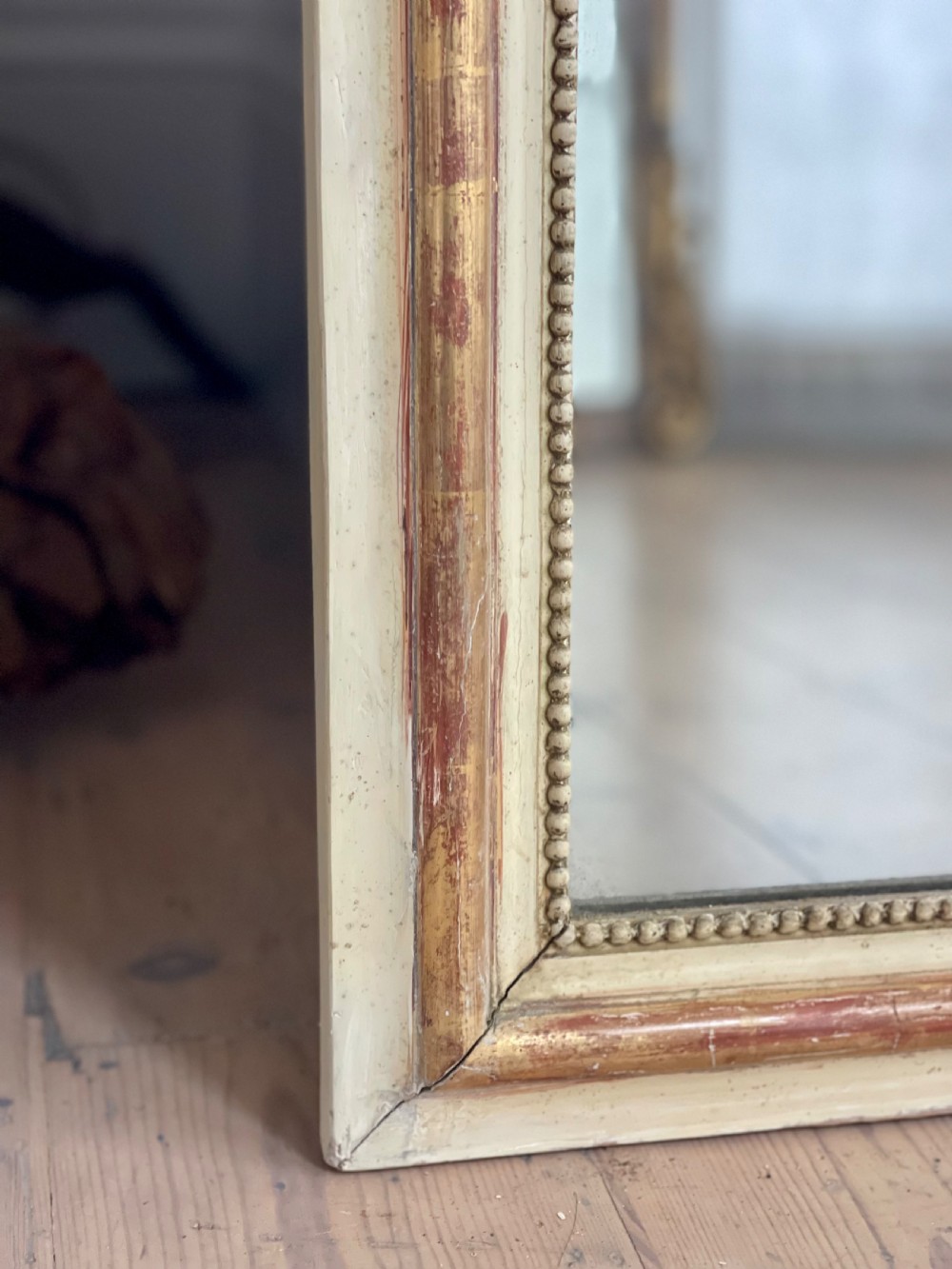 Antique French gilt and bare gesso mirror  View VII