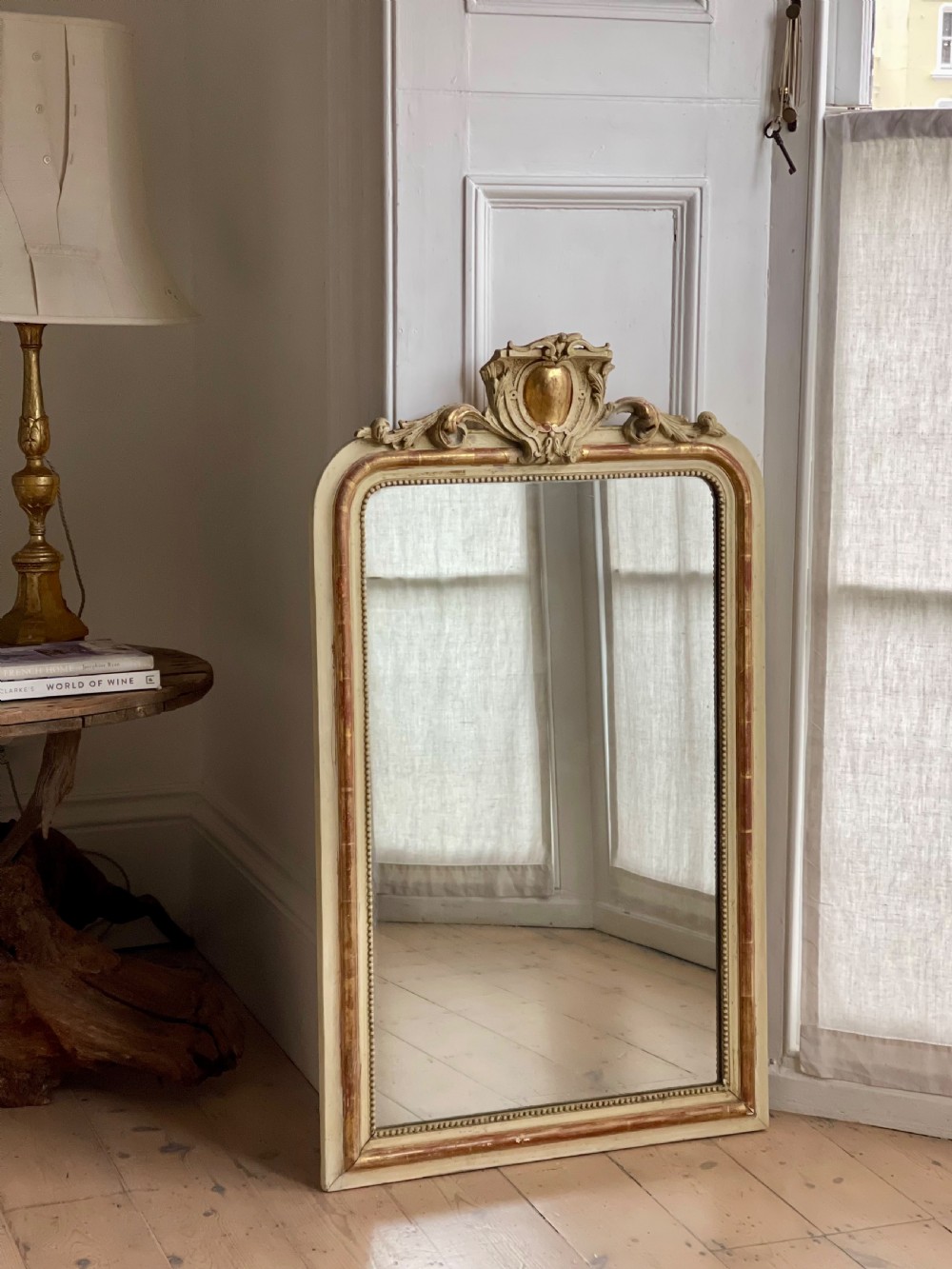 Antique French gilt and bare gesso mirror  View IX