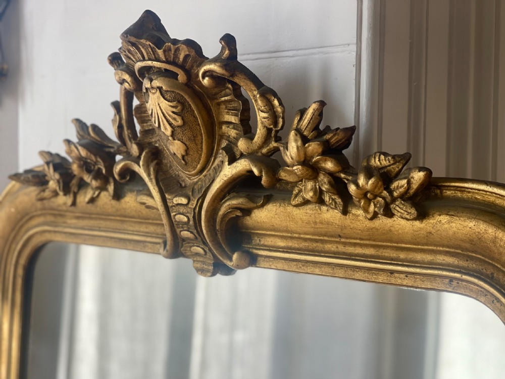 Large antique French gilt mirror c1800 - mercury glass View IV
