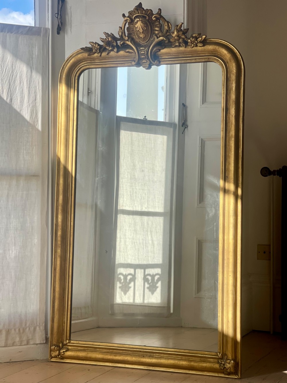 Large antique French gilt mirror c1800 - mercury glass View VI