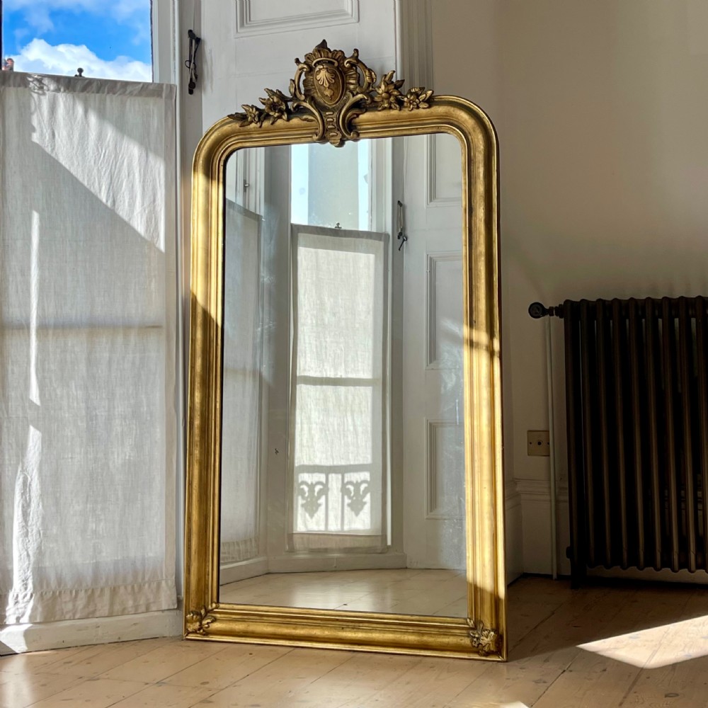 Large antique French gilt mirror c1800 - mercury glass View VII