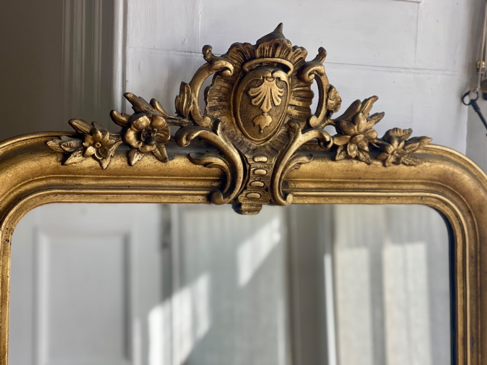 Large antique French gilt mirror c1800 - mercury glass View VIII