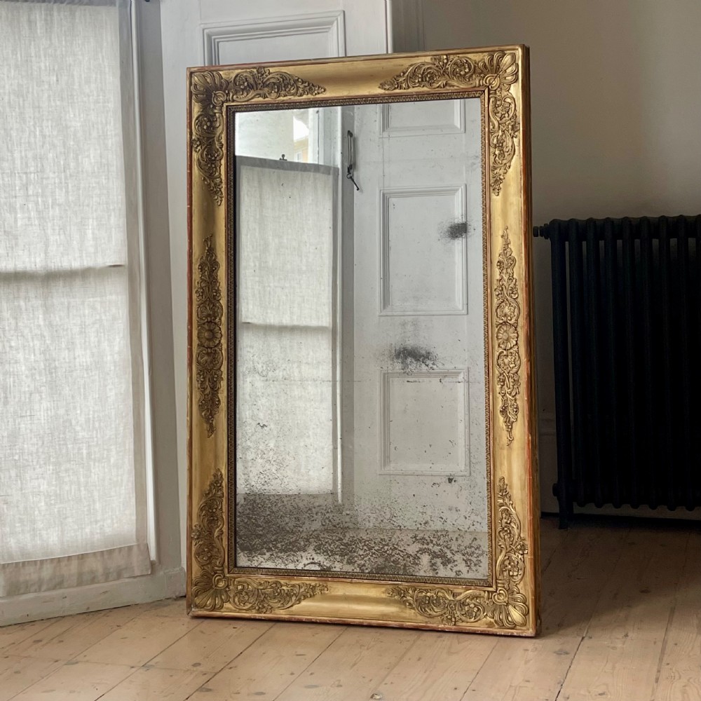  Antique French gilt mirror - foxed mercury glass View II