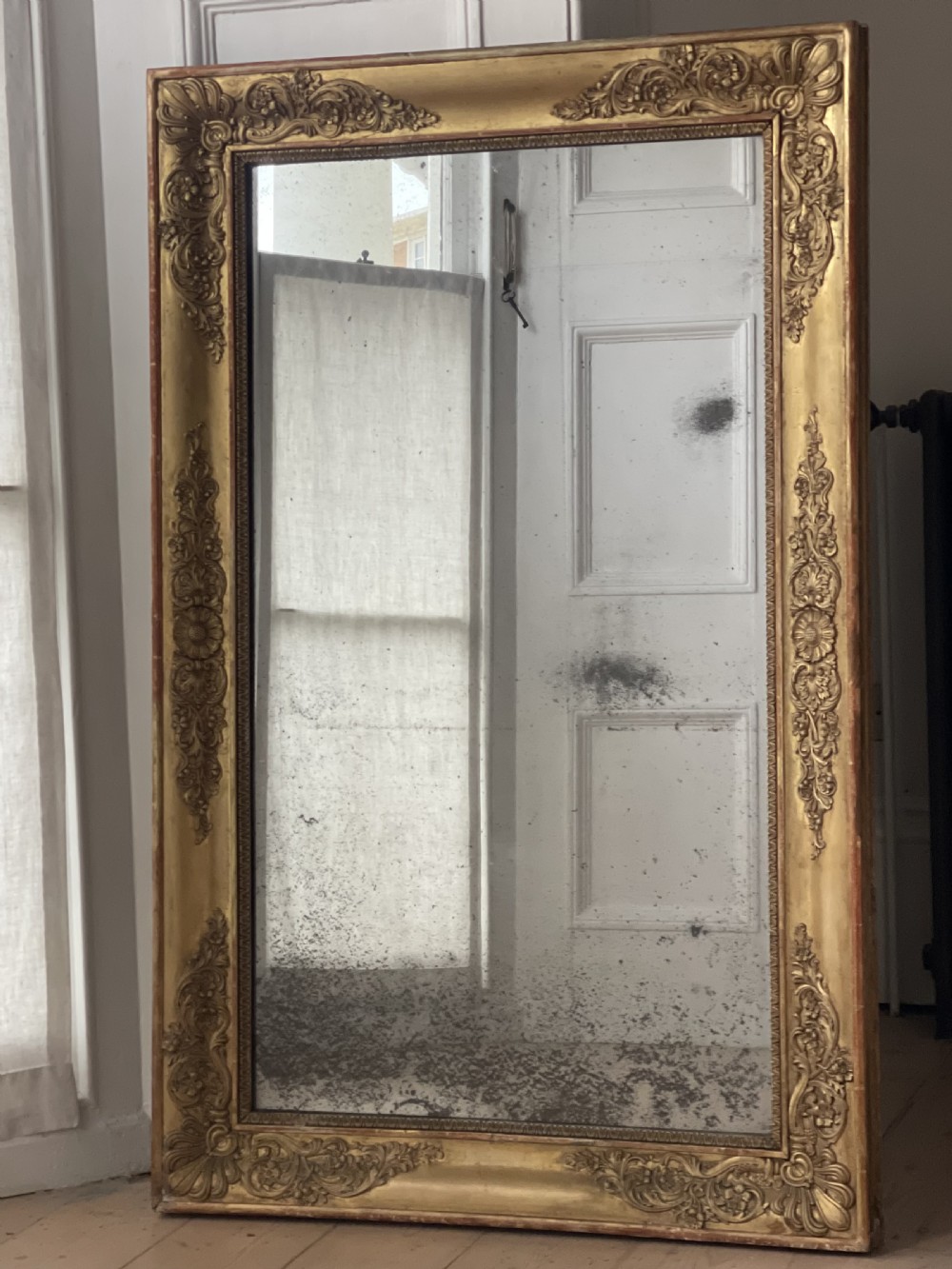  Antique French gilt mirror - foxed mercury glass View IV
