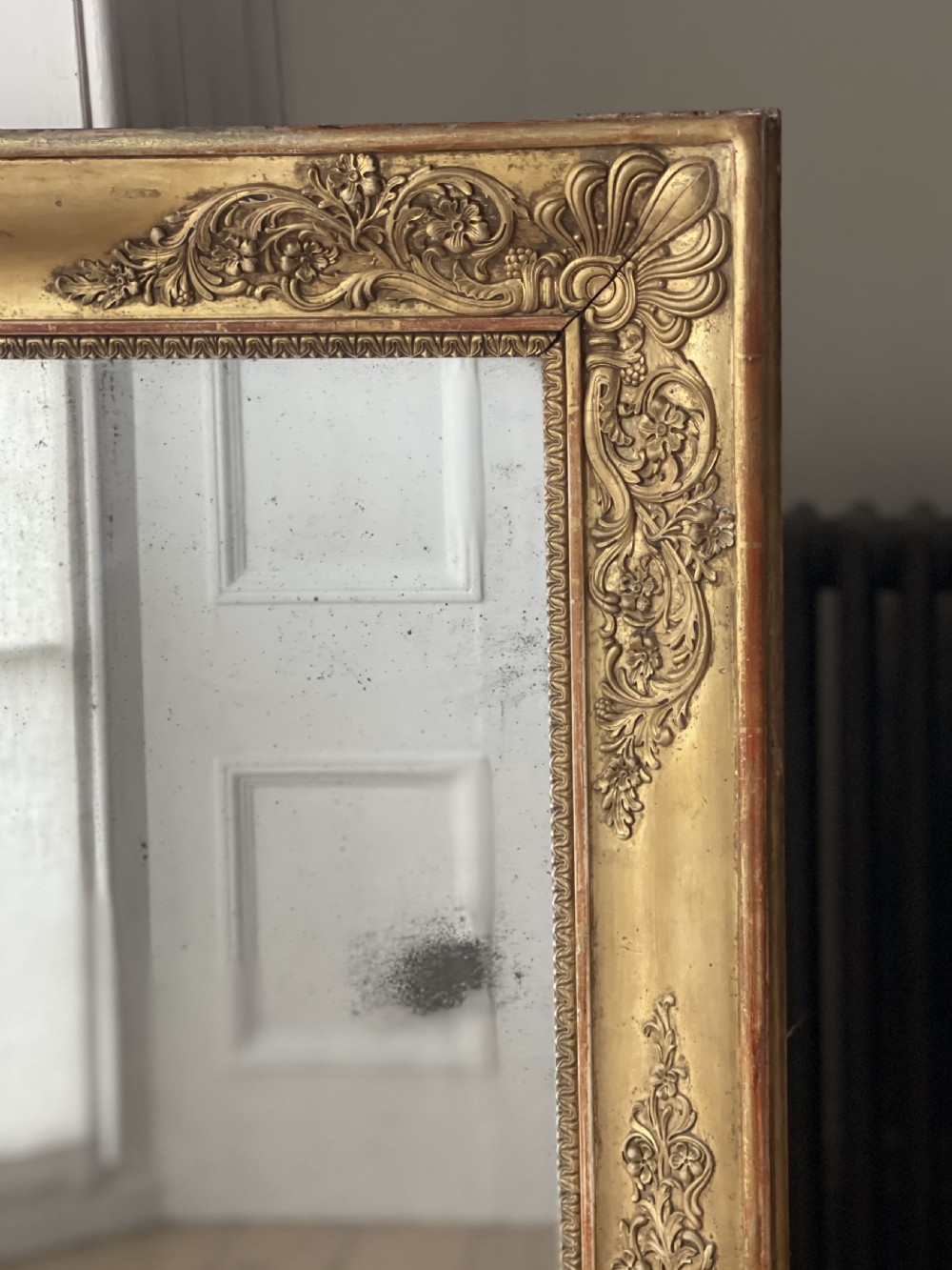  Antique French gilt mirror - foxed mercury glass View V