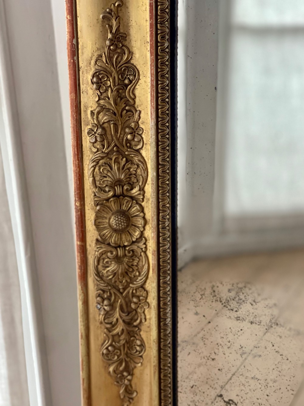  Antique French gilt mirror - foxed mercury glass View VIII