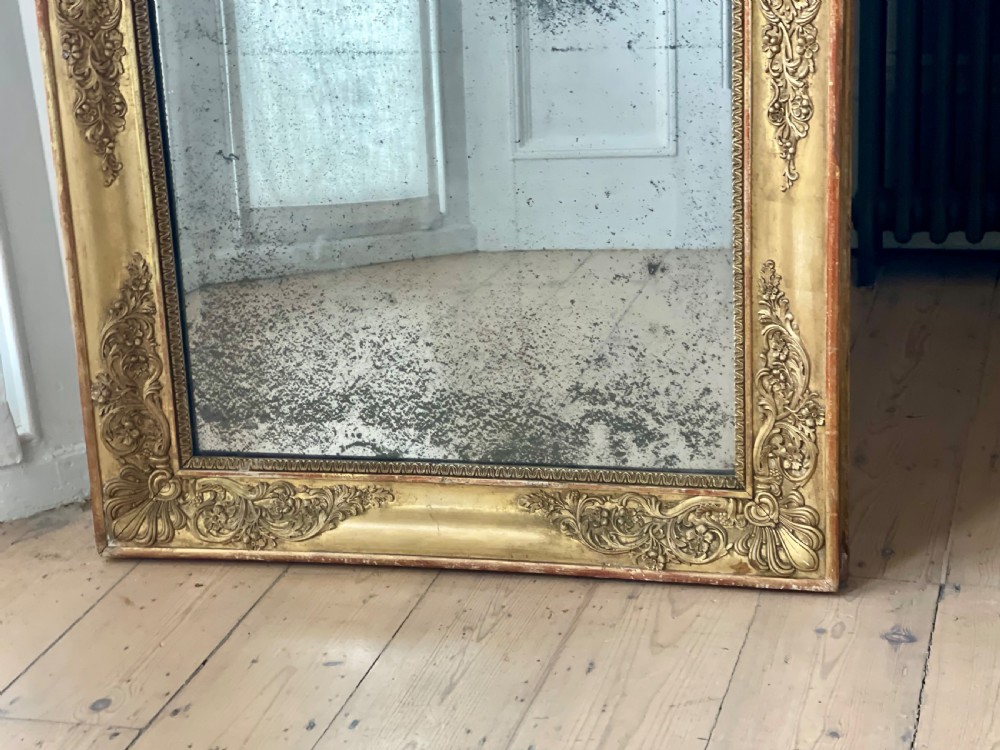  Antique French gilt mirror - foxed mercury glass View IX