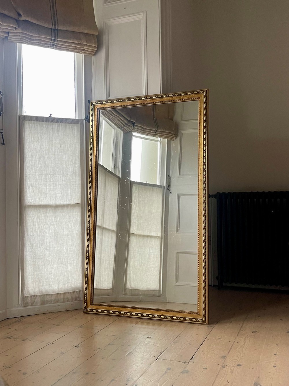 Large antique French gilt rectangular mirror View II