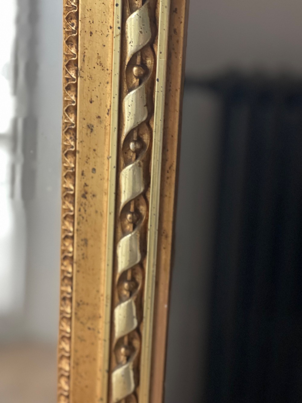 Large antique French gilt rectangular mirror View IV