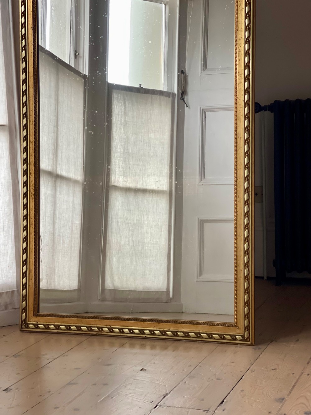 Large antique French gilt rectangular mirror View VI