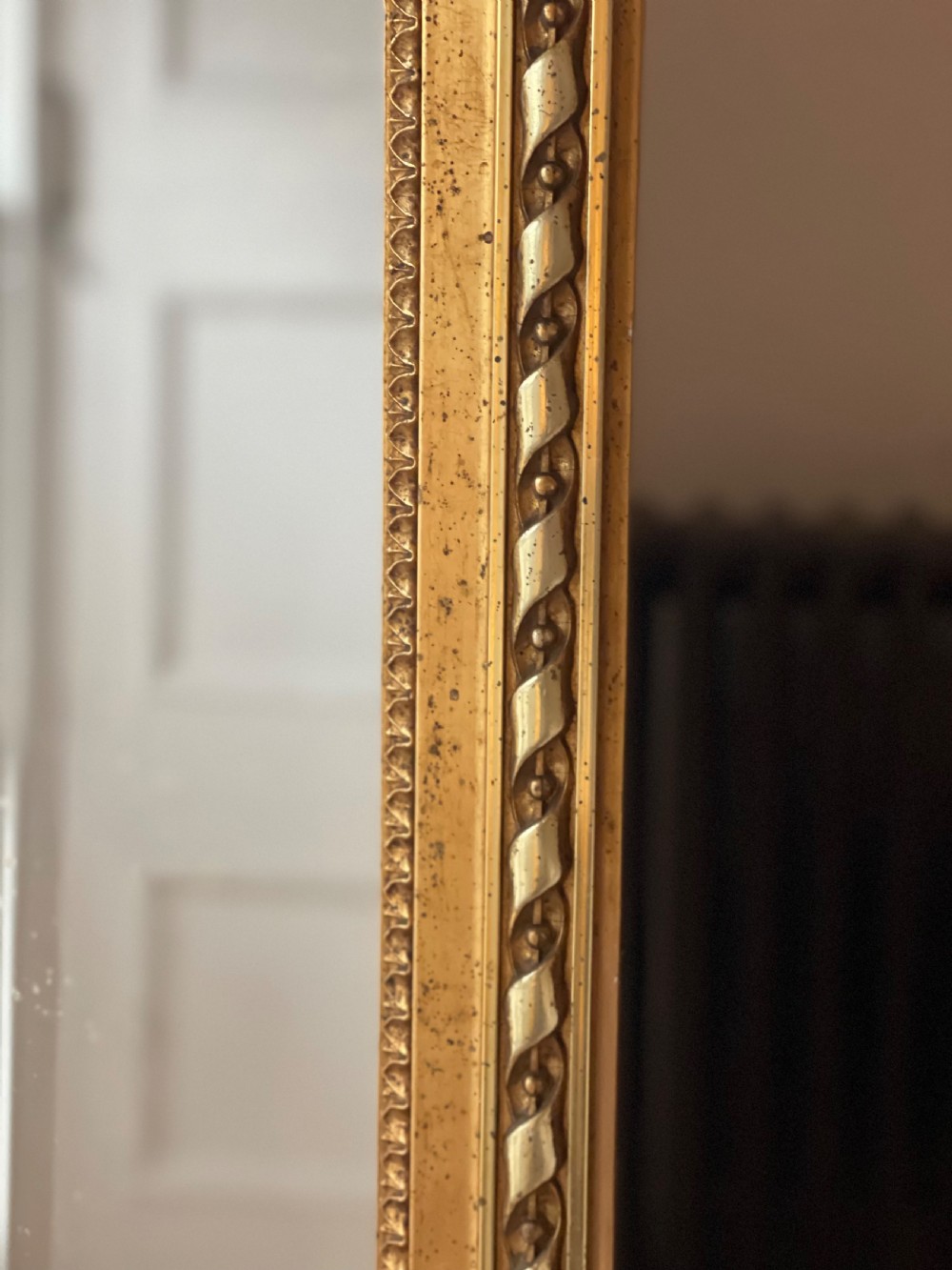 Large antique French gilt rectangular mirror View VII