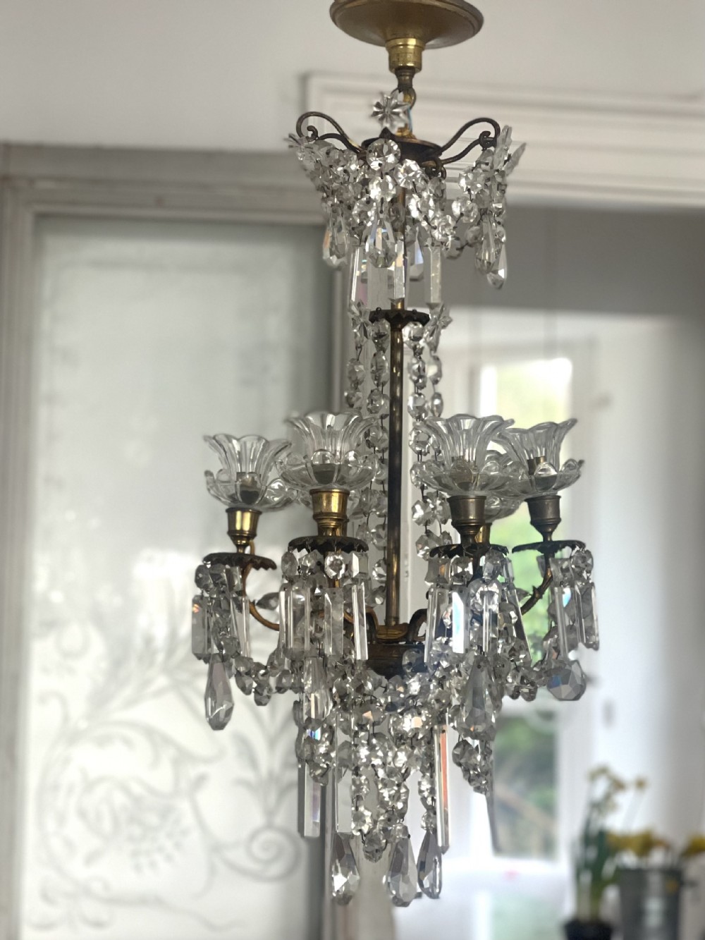 Antique French crystal chandelier View II
