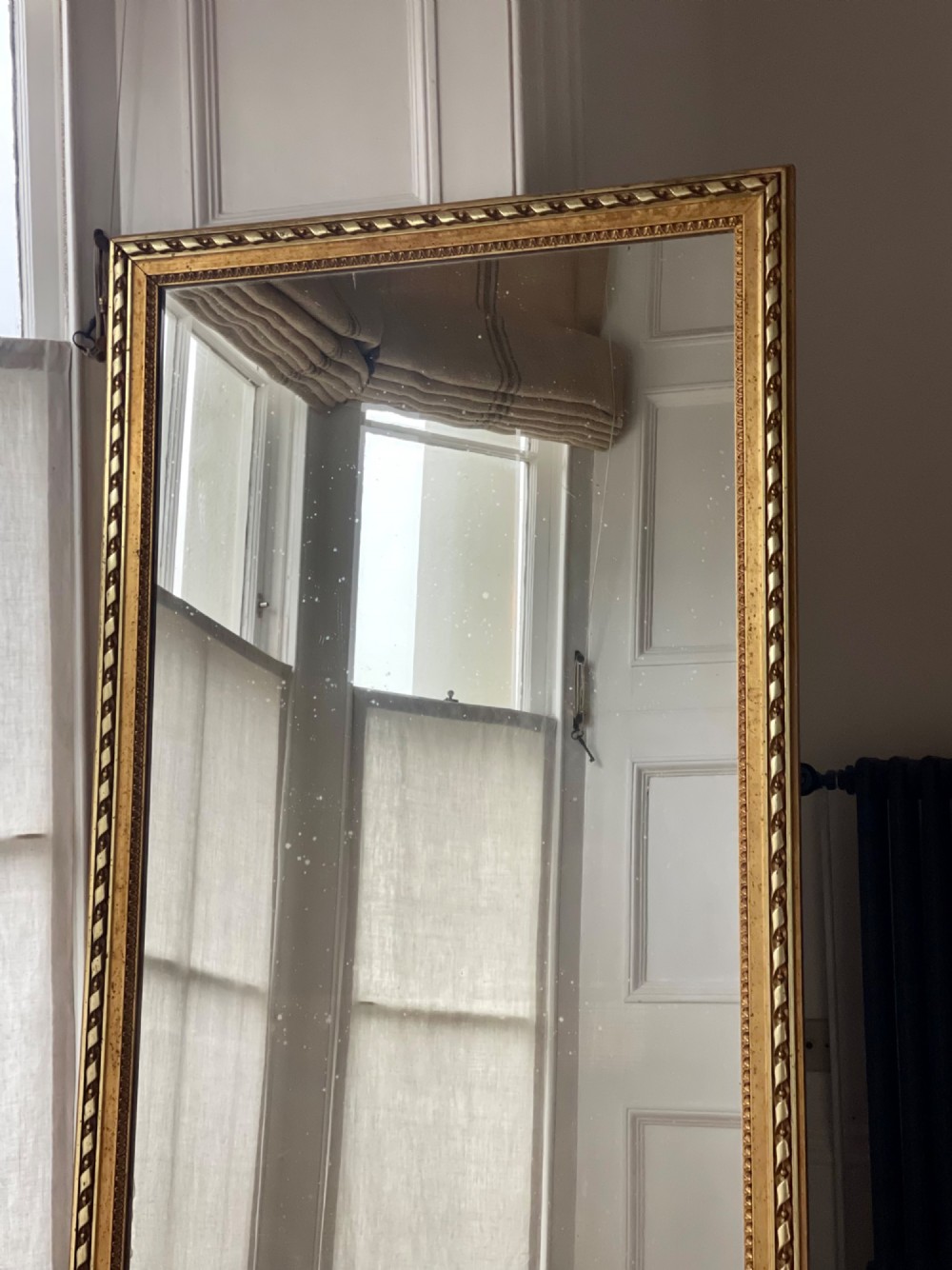 Large antique French gilt rectangular mirror View IV