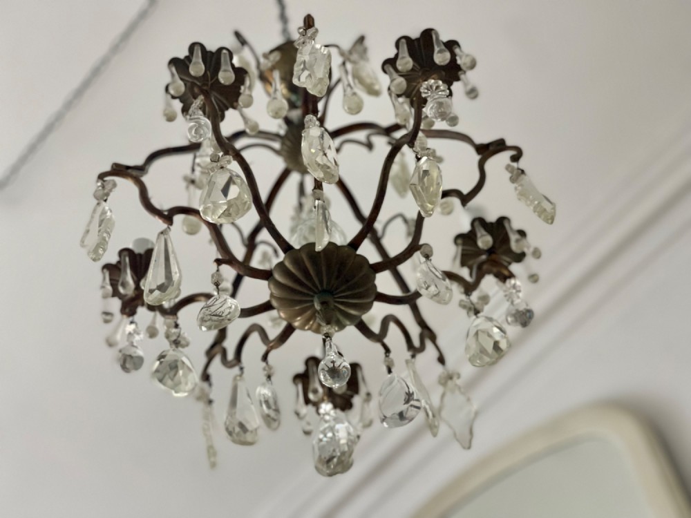 Antique French crystal cage chandelier View VIII