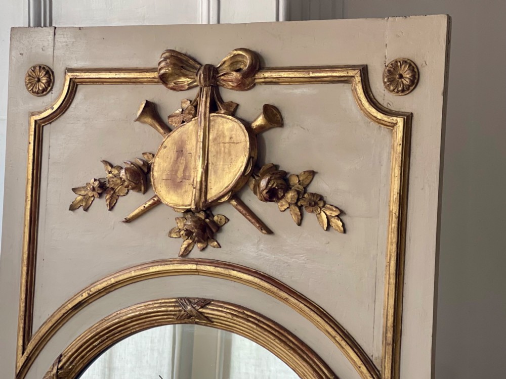Antique French gilt and painted trumeau mirror View IV