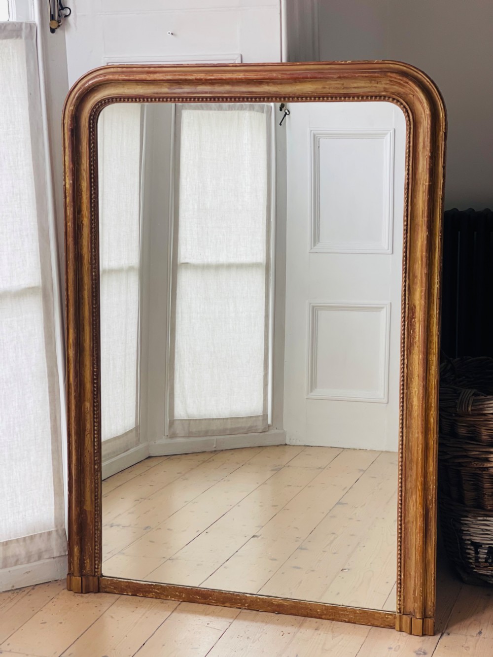 Antique French worn gilt Louis Philippe mirror View IV
