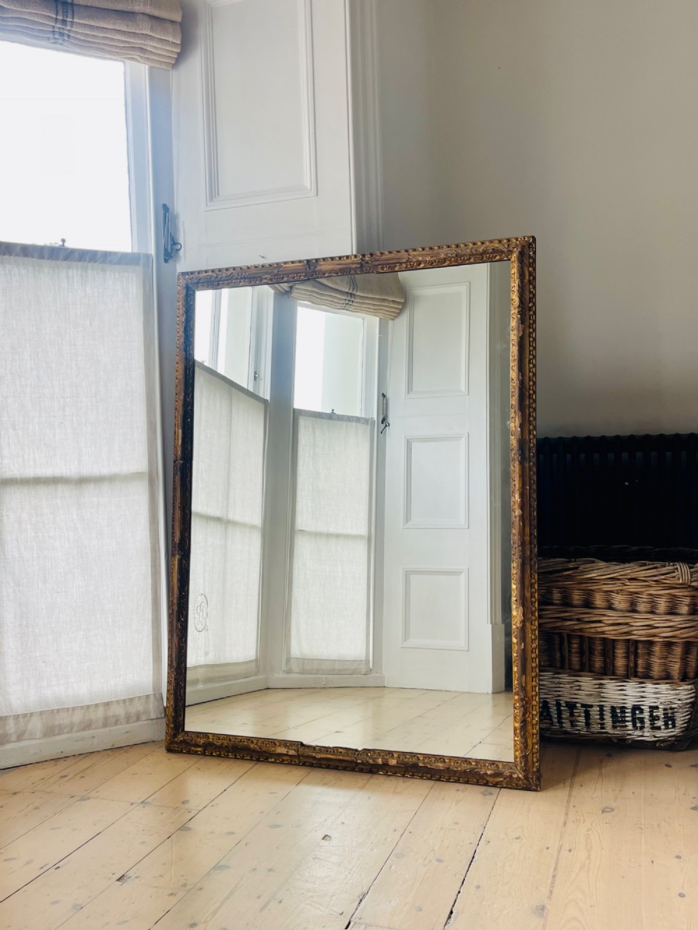Antique French gilt rectangular mirror