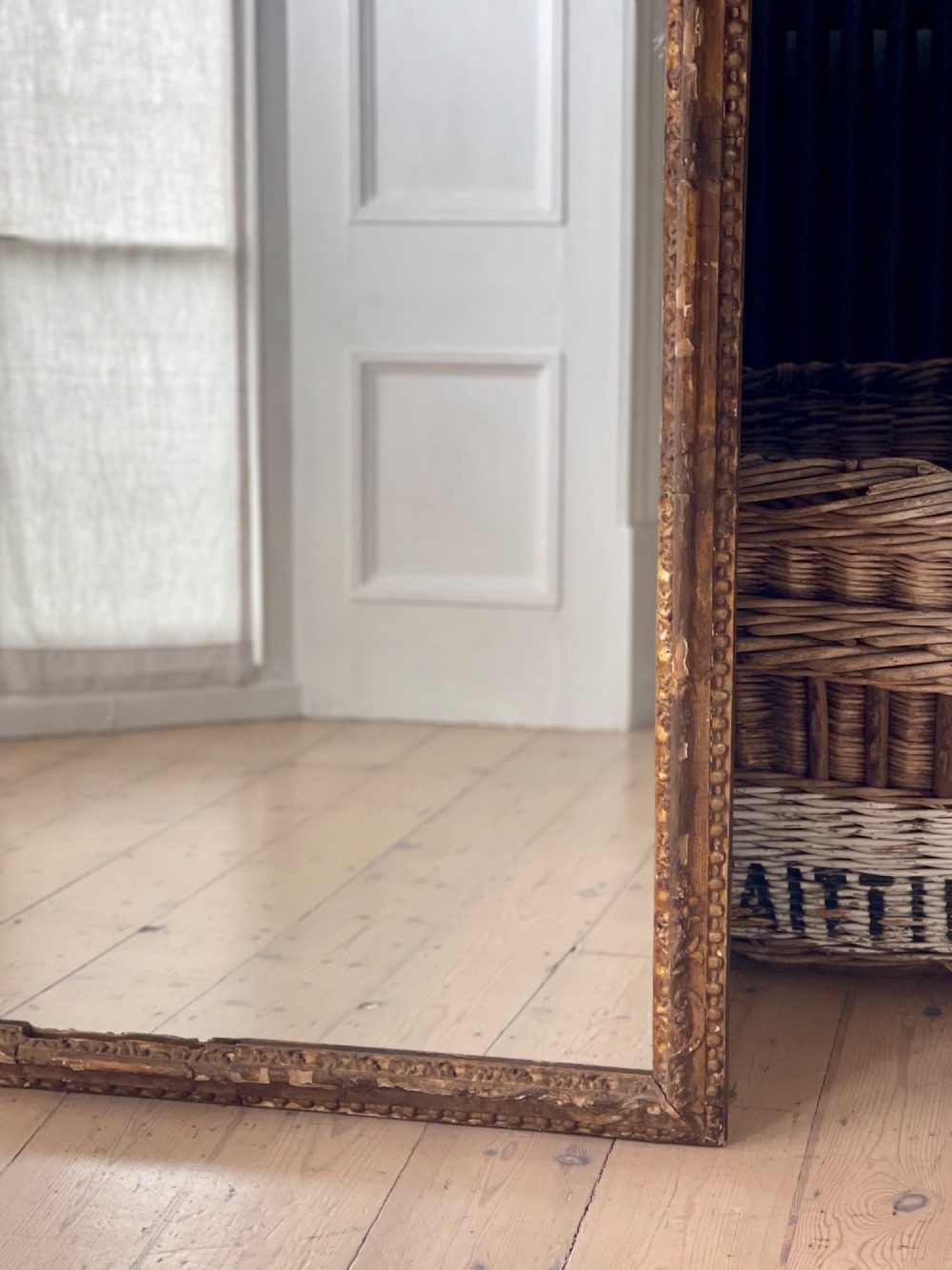 Antique French gilt rectangular mirror View III