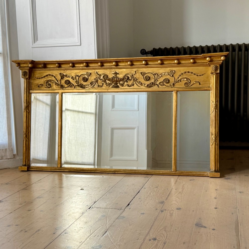 Antique English gilt overmantle mirror