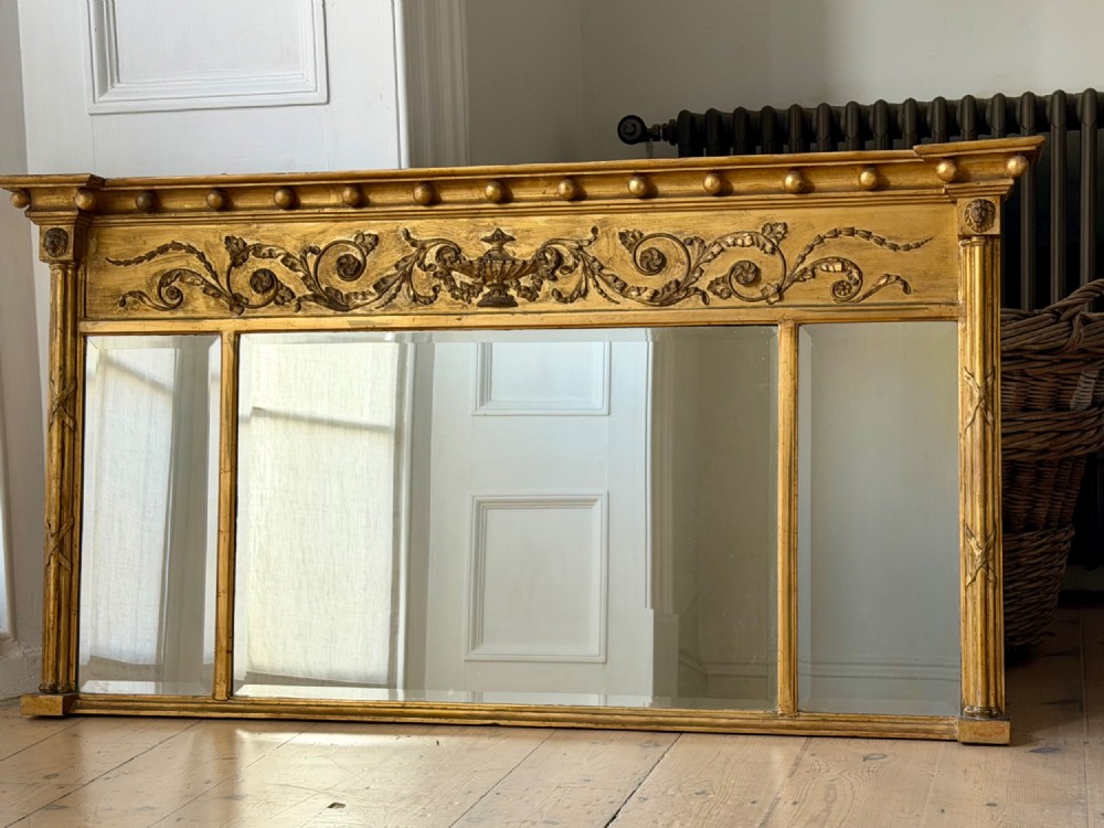 Antique English gilt overmantle mirror View II