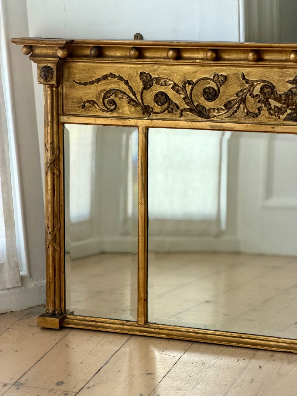 Antique English gilt overmantle mirror View III