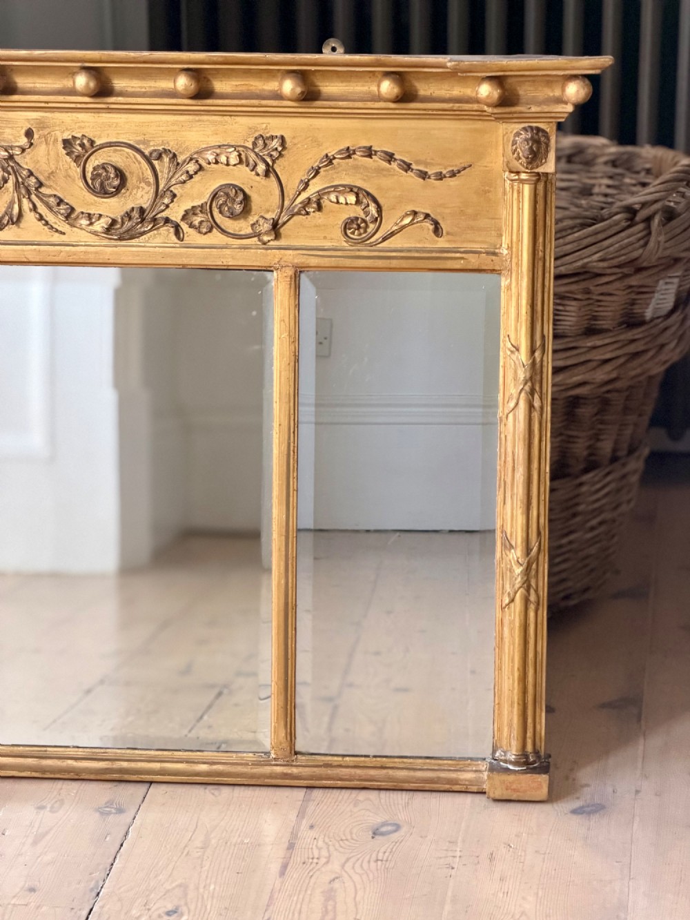 Antique English gilt overmantle mirror View IV