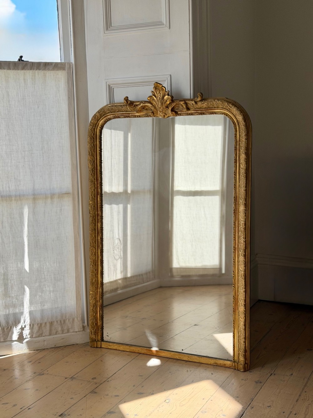 Antique French gilt mirror - mercury glass