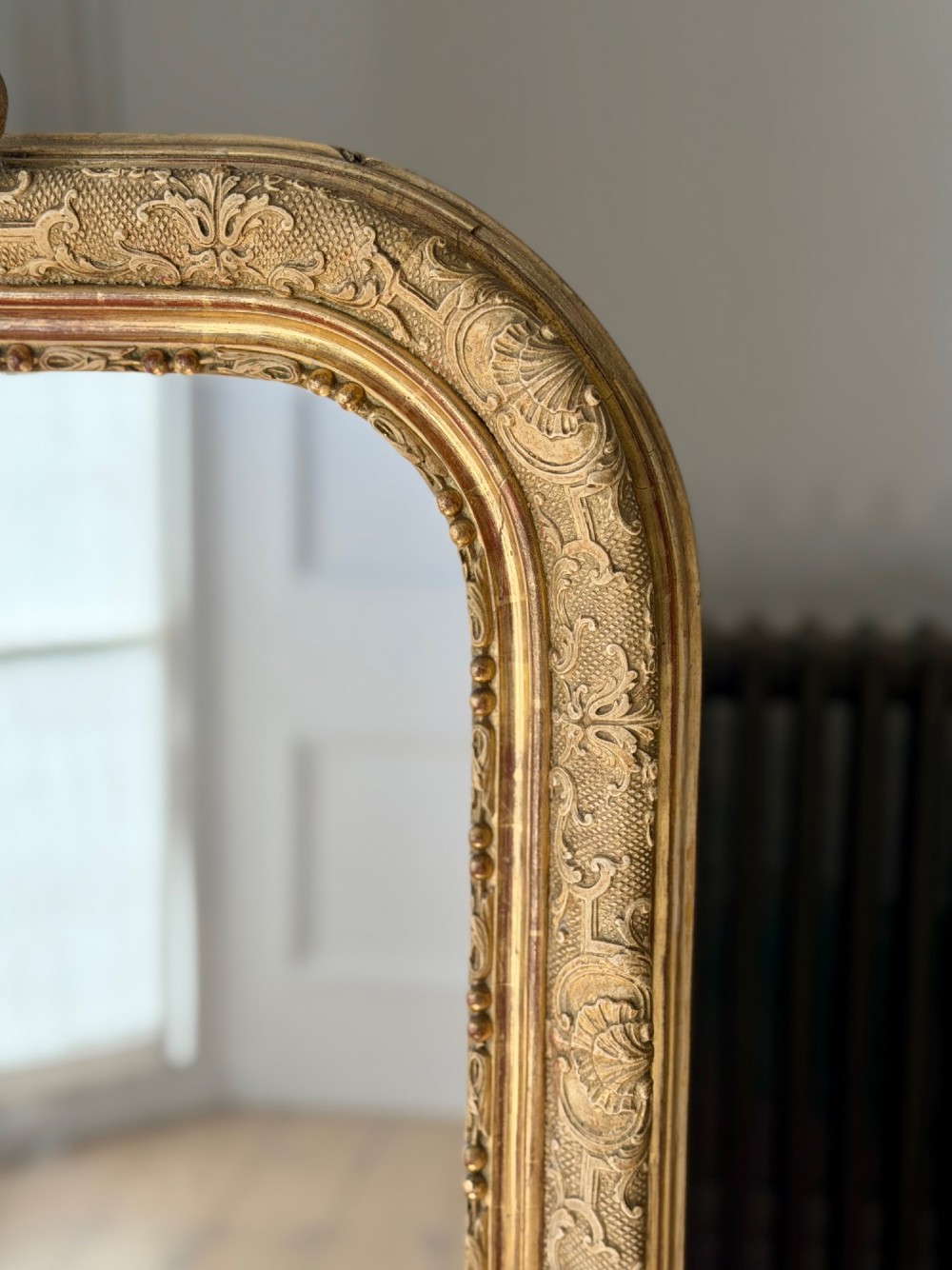 Antique French gilt mirror - mercury glass View II