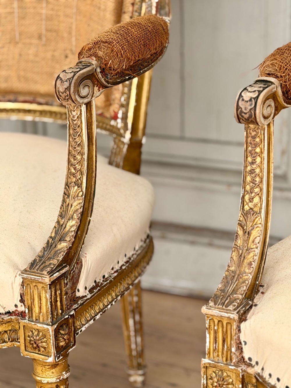 Pair of antique French giltwood armchairs View IV