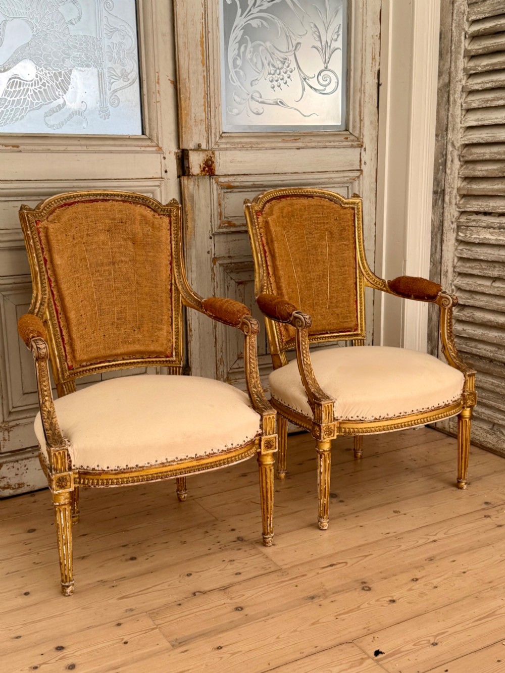 Pair of antique French giltwood armchairs View VI