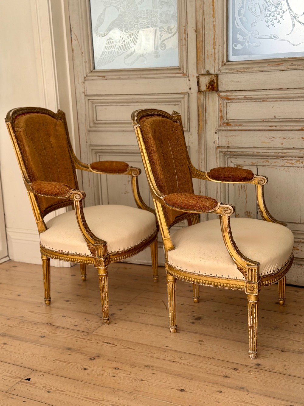 Pair of antique French giltwood armchairs View XIII