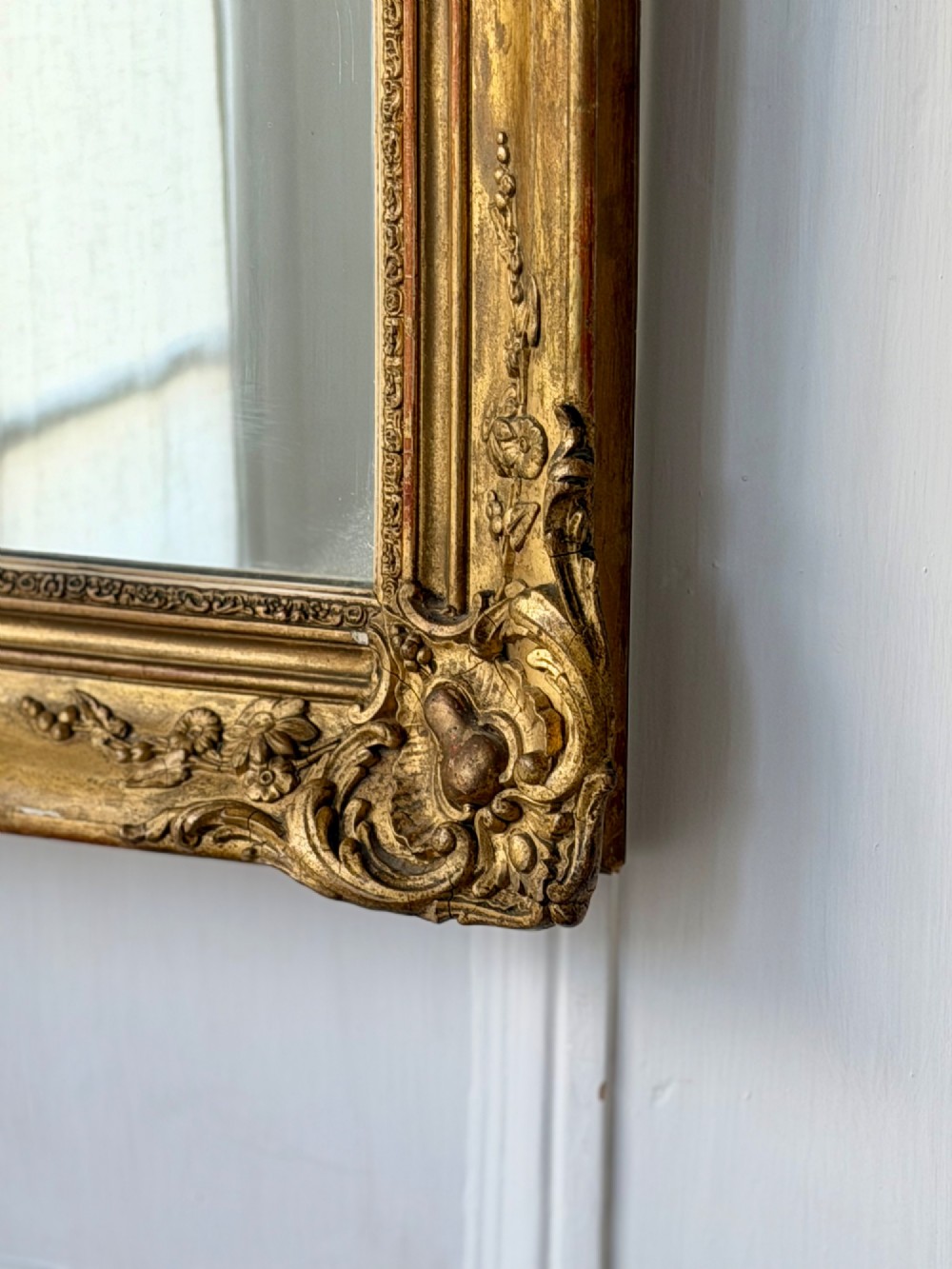 Antique French gilt rectangular mirror View VI