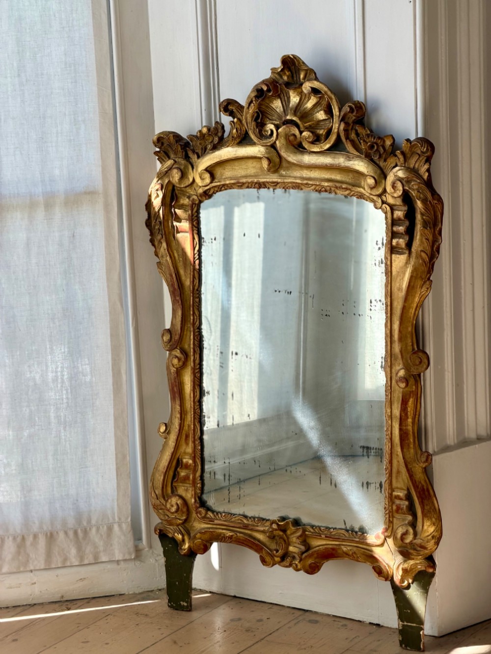 18th century French gilt marriage mirror View II