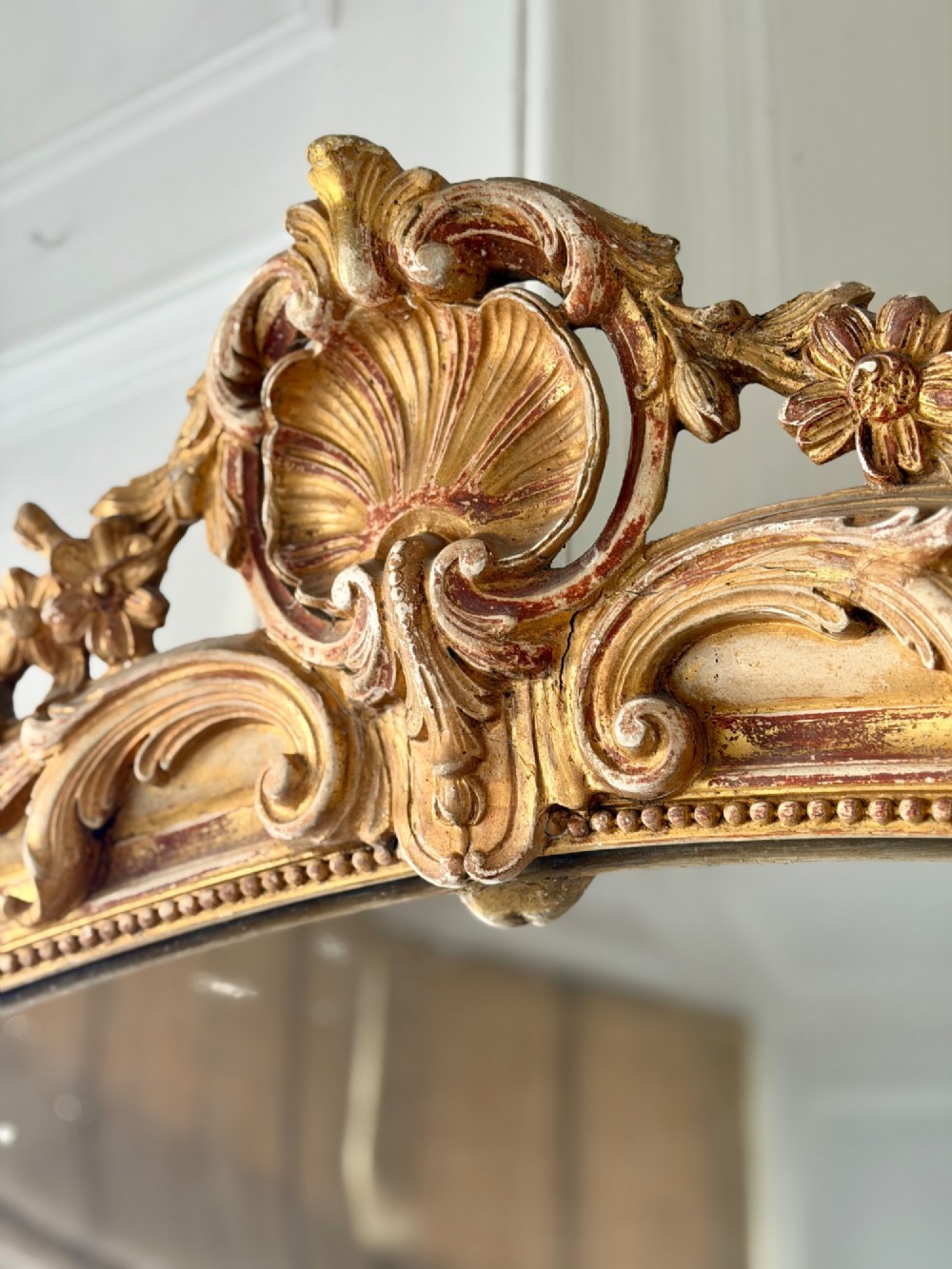 Large antique French gilt leaner mirror View IV