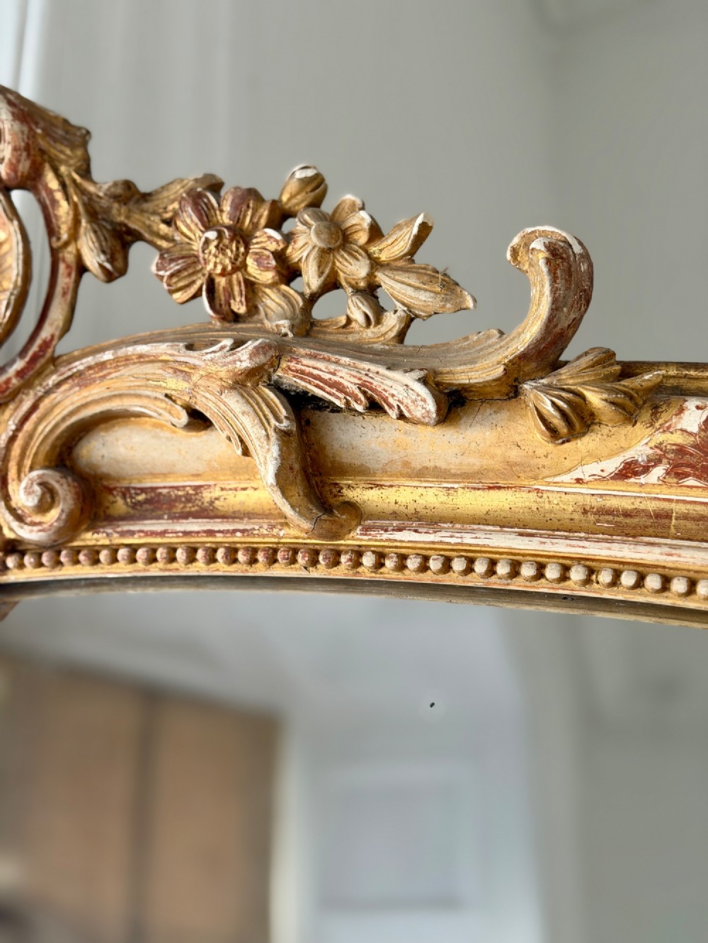 Large antique French gilt leaner mirror View V