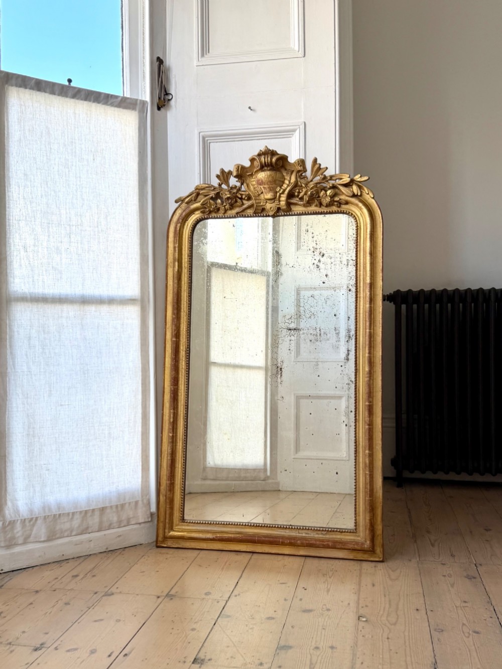 Large antique French gilt mirror - foxed glass View II